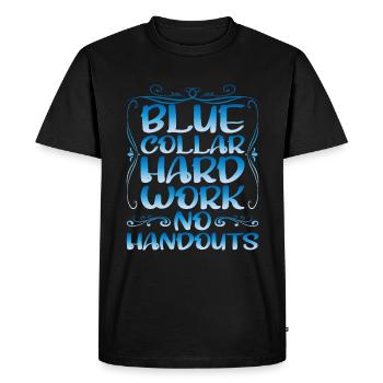 Col bleu Travail acharné Pas d’aumône - T-shirt Premium bio Homme - noir - Devant - Nico (187cm)