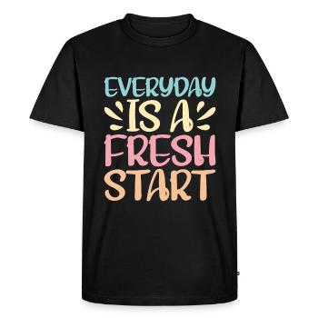 Everyday Is A Fresh Start - Men's Premium Organic T-Shirt - black - Front - Nico (187cm)