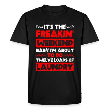 Je suis sur le point de faire douze brassées de lessive 2 - T-shirt Premium bio Homme - noir - Devant - Nico (187cm)