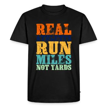 Les vrais athlètes courent des kilomètres et non des verges - T-shirt Premium bio Homme - noir - Devant - Nico (187cm)