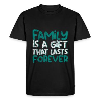 La famille est un cadeau qui dure pour toujours 3 - T-shirt Premium bio Homme - noir - Devant - Nico (187cm)