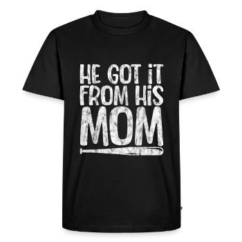 Il l’a obtenu de sa mère 3 - T-shirt Premium bio Homme - noir - Devant - Nico (187cm)