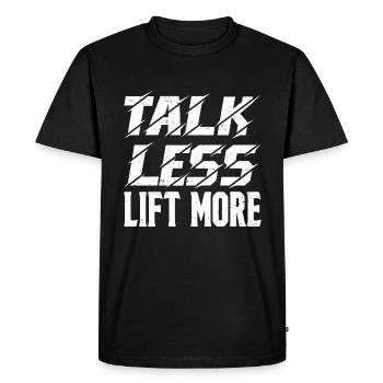 Talk Less Lift More 13 - Men's Premium Organic T-Shirt - black - Front - Nico (187cm)