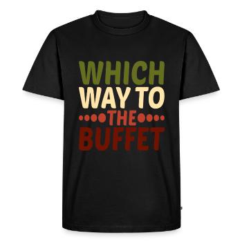 Which Way To The Buffet 19 - Men's Premium Organic T-Shirt - black - Front - Nico (187cm)