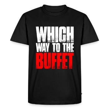 Which Way To The Buffet 20 - Men's Premium Organic T-Shirt - black - Front - Nico (187cm)