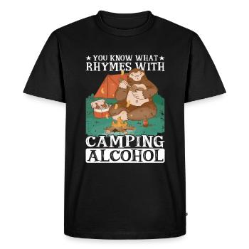 Vous savez ce qui rime avec camping, alcool 2 - T-shirt Premium bio Homme - noir - Devant - Nico (187cm)