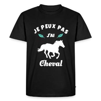 je peux pas j'ai cheval équitation - T-shirt Premium bio Homme - noir - Devant - Nico (187cm)