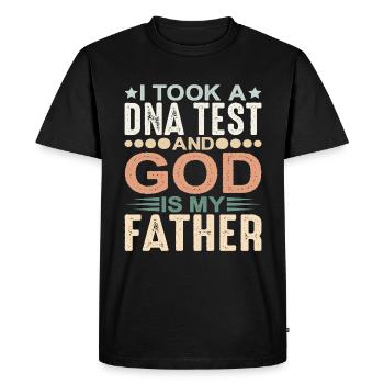 J’ai passé un test ADN et dieu est mon père 28 - T-shirt Premium bio Homme - noir - Devant - Nico (187cm)