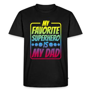Mon super-héros préféré est mon père 12 ans - T-shirt Premium bio Homme - noir - Devant - Nico (187cm)