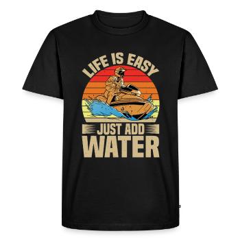Life Is Easy, Just Add Water - Men's Premium Organic T-Shirt - black - Front - Nico (187cm)