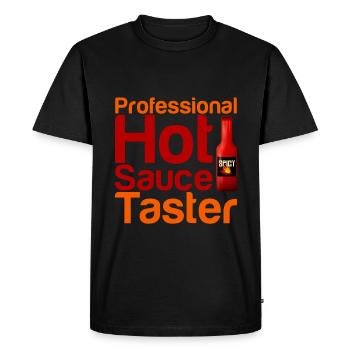 Bouton de sauce piquante professionnelle 4 - T-shirt Premium bio Homme - noir - Devant - Nico (187cm)