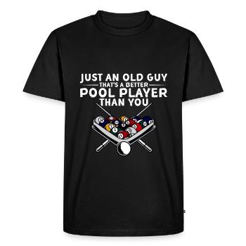 Un vieil homme qui est un meilleur joueur de billard que toi 4 - T-shirt Premium bio Homme - noir - Devant - Nico (187cm)