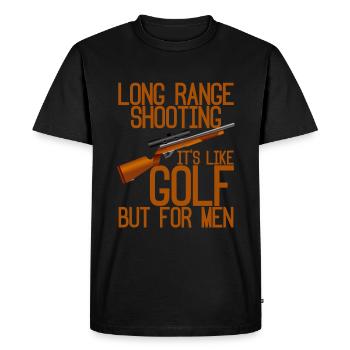 Le tir à longue distance, c’est comme le golf mais pour les hommes 4 - T-shirt Premium bio Homme - noir - Devant - Nico (187cm)