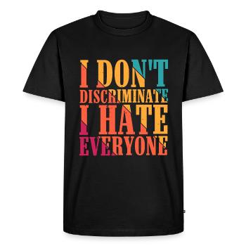 Je ne fais pas de discrimination Je déteste tout le monde 12 - T-shirt Premium bio Homme - noir - Devant - Nico (187cm)