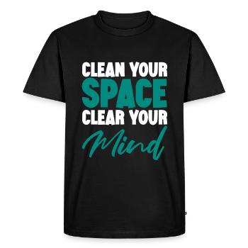 Nettoyez votre espace Videz votre - T-shirt Premium bio Homme - noir - Devant - Nico (187cm)