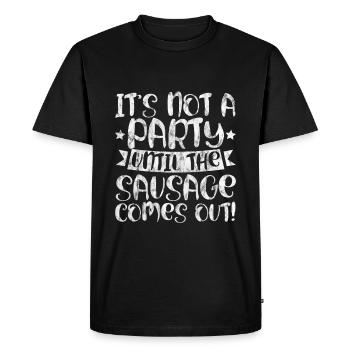 Ce n’est pas une fête jusqu’à ce que la saucisse sorte! 3 - T-shirt Premium bio Homme - noir - Devant - Nico (187cm)