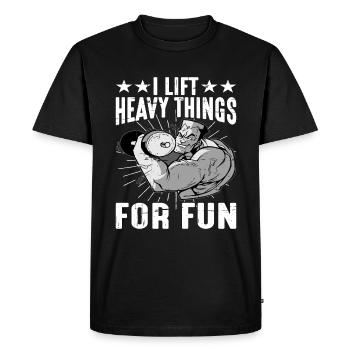 Je soulève des choses lourdes pour le plaisir 14 - T-shirt Premium bio Homme - noir - Devant - Nico (187cm)
