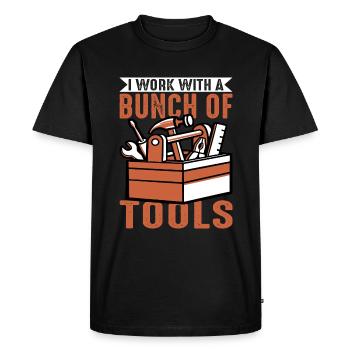 I work with a bunch of tools 15 - Men's Premium Organic T-Shirt - black - Front - Nico (187cm)