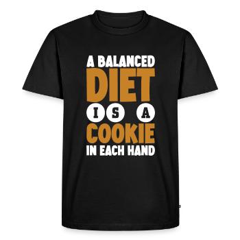 A Balanced Diet Is A Cookie In Each Hand - Men's Premium Organic T-Shirt - black - Front - Nico (187cm)