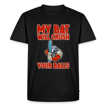 My Bat Will Crush Your Balls 2 - Men's Premium Organic T-Shirt - black - Front - Nico (187cm)