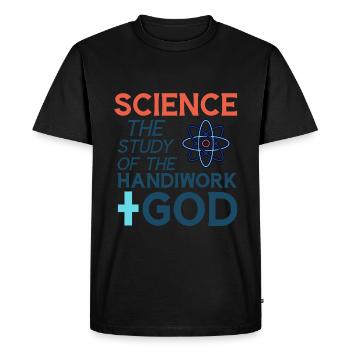 Science, The Study Of The Handiwork Of God 3 - Men's Premium Organic T-Shirt - black - Front - Nico (187cm)
