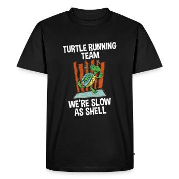Turtle Running Team, nous sommes lents comme Shell 2 - T-shirt Premium bio Homme - noir - Devant - Nico (187cm)