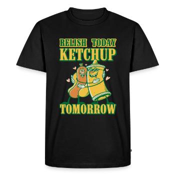 Savourez aujourd’hui Ketchup demain 4 - T-shirt Premium bio Homme - noir - Devant - Nico (187cm)