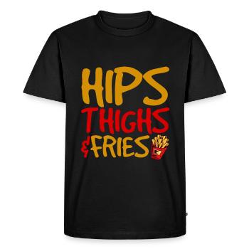 Hips Thighs And Fries 4 - Men's Premium Organic T-Shirt - black - Front - Nico (187cm)