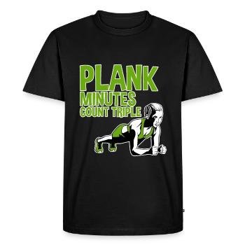 Plank Minutes Count Triple 2 - Men's Premium Organic T-Shirt - black - Front - Nico (187cm)