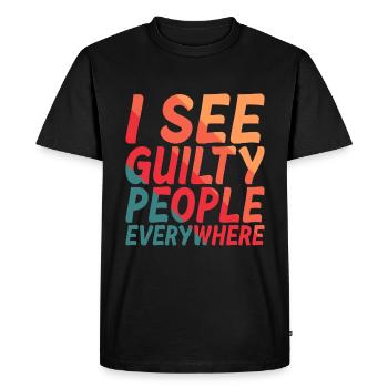 Je vois des coupables partout 2 - T-shirt Premium bio Homme - noir - Devant - Nico (187cm)