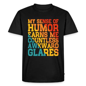 Mon sens de l’humour me vaut d’innombrables regards - T-shirt Premium bio Homme - noir - Devant - Nico (187cm)
