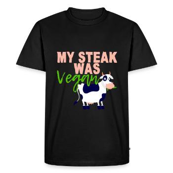 Mon steak était végétalien 4 - T-shirt Premium bio Homme - noir - Devant - Nico (187cm)
