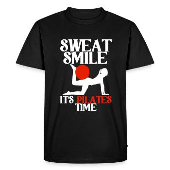 Sweat Smile It’s Pilates Time 2 - T-shirt Premium bio Homme - noir - Devant - Nico (187cm)
