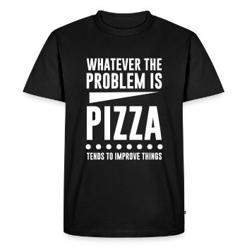 Pizza Tends To Improve Things 4 - Men's Premium Organic T-Shirt - black - Front - Nico (187cm)
