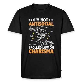 Je ne suis pas antisocial, j’ai roulé bas sur le charisme 4 - T-shirt Premium bio Homme - noir - Devant - Nico (187cm)