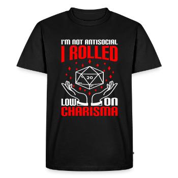 Je ne suis pas antisocial, j’ai roulé bas sur le charisme 5 - T-shirt Premium bio Homme - noir - Devant - Nico (187cm)