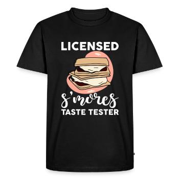 Licensed S'mores Button Tester 4 - Men's Premium Organic T-Shirt - black - Front - Nico (187cm)