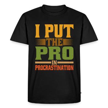 Je mets le pro dans la procrastination 20 - T-shirt Premium bio Homme - noir - Devant - Nico (187cm)