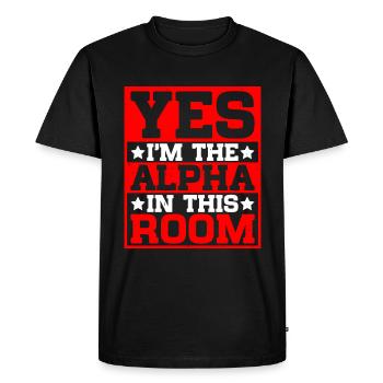 Oui, je suis l’Alpha dans cette pièce 20 - T-shirt Premium bio Homme - noir - Devant - Nico (187cm)