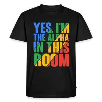 Oui, je suis l’Alpha dans cette pièce 21 - T-shirt Premium bio Homme - noir - Devant - Nico (187cm)