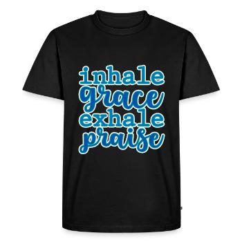 Inspirez la grâce expirez Louange 2 - T-shirt Premium bio Homme - noir - Devant - Nico (187cm)