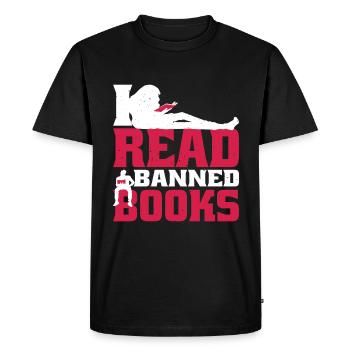 I Read Banned Books 59 - Men's Premium Organic T-Shirt - black - Front - Nico (187cm)