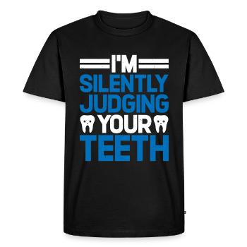 I'm Silently Judging Your Teeth 11 - Men's Premium Organic T-Shirt - black - Front - Nico (187cm)