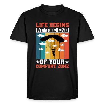 Life begins at the end of your comfort zone 4 - Men's Premium Organic T-Shirt - black - Front - Nico (187cm)