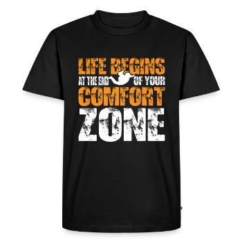 Life begins at the end of your comfort zone 5 - Men's Premium Organic T-Shirt - black - Front - Nico (187cm)