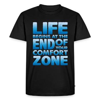 Life begins at the end of your comfort zone 6 - Men's Premium Organic T-Shirt - black - Front - Nico (187cm)