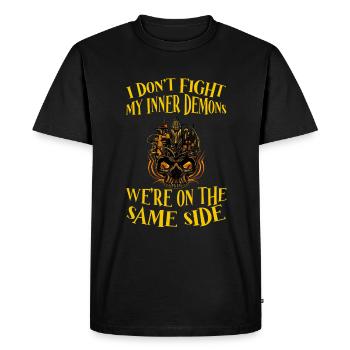 Don't Fight My Inner Demons Were On The Same Side4 - Men's Premium Organic T-Shirt - black - Front - Nico (187cm)