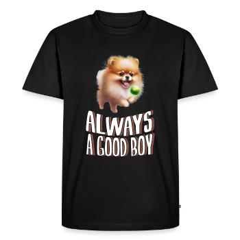 Pomeran always a good boy - Men's Premium Organic T-Shirt - black - Front - Nico (187cm)