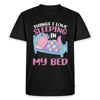 Les choses que j’aime, dormir dans mon lit 10 - T-shirt Premium bio Homme - noir - Devant - Nico (187cm)