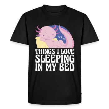 Les choses que j’aime, dormir dans mon lit 11 - T-shirt Premium bio Homme - noir - Devant - Nico (187cm)